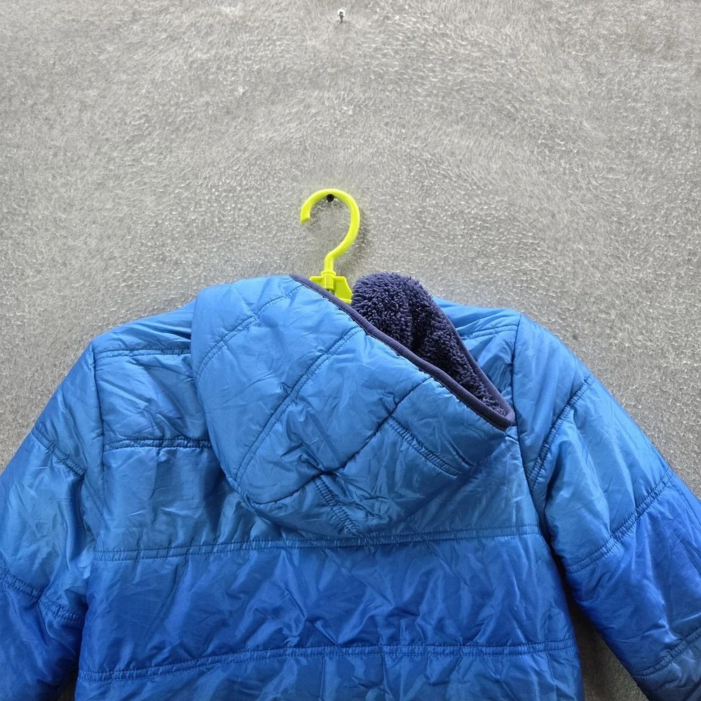 Eddie Bauer Boys Jacket 12/14 Blue Sherpa‎ Puffer Colorblock Reversible